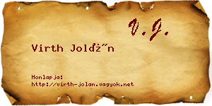 Virth Jolán névjegykártya